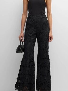 Ungaro black Tanya lace pant, size 6, NWT, side zip, fully-lined, flare leg